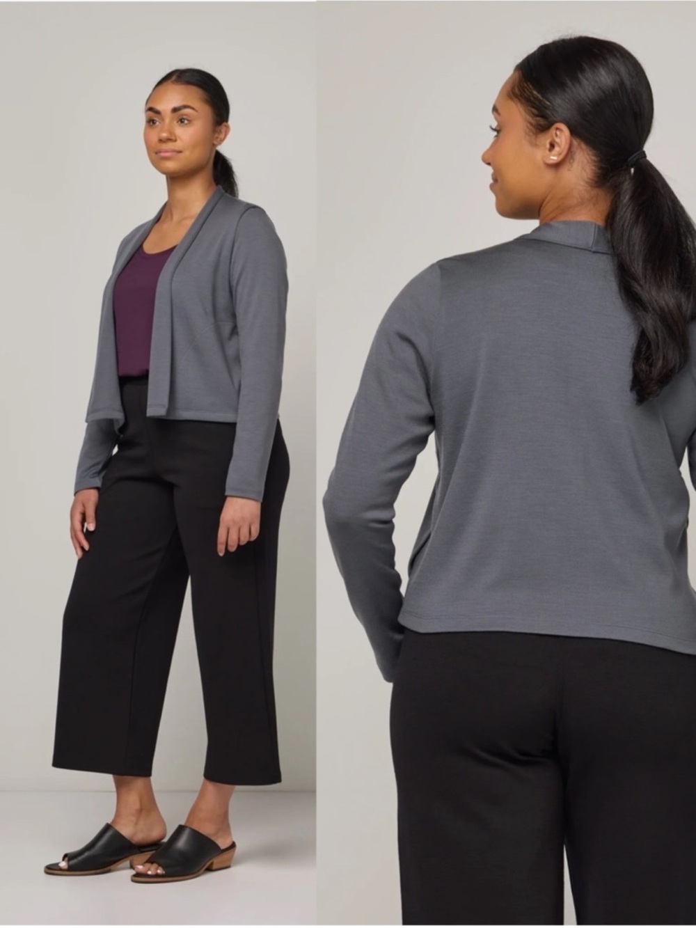 Wool& Winona Crop Cardigan, M gray